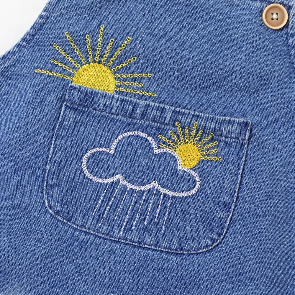 100% Cotton Baby Boy/Girl Embroidered Denim Overalls big image 4