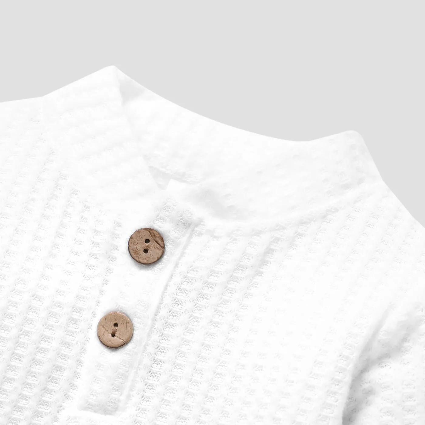 2pcs Solid Waffle Long-sleeve Baby Set White image 2