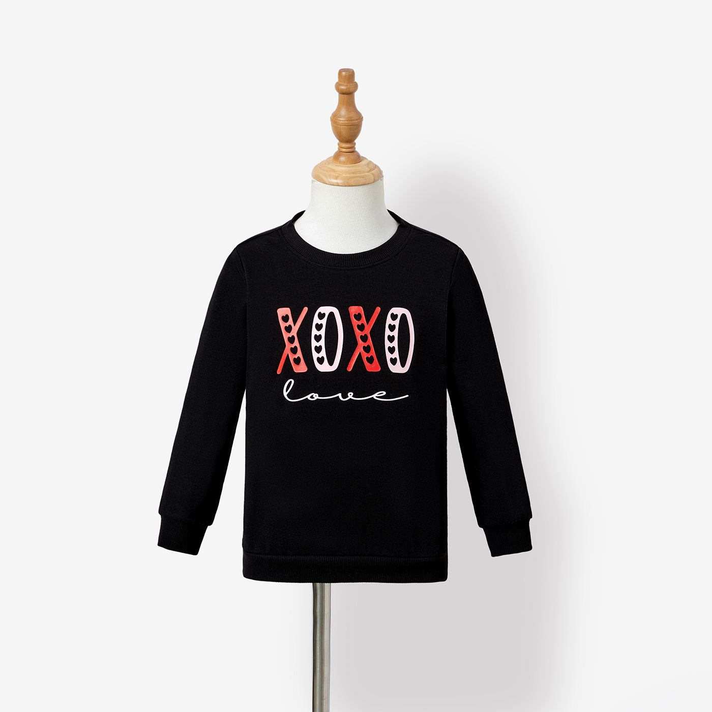 Valentine Family Matching Long-sleeve Letters Print Tops And Love All-over Print Irregular/Smocked Hem Belted Dresses Sets