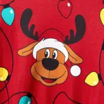 Christmas Family Matching Cartoon Reindeer & Lightbulb Print Long Sleeves Tops Color block image 4