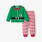 2pcs Baby/Toddler Girl/Boy Christmas Pattern Pajamas Set Toddler Color block