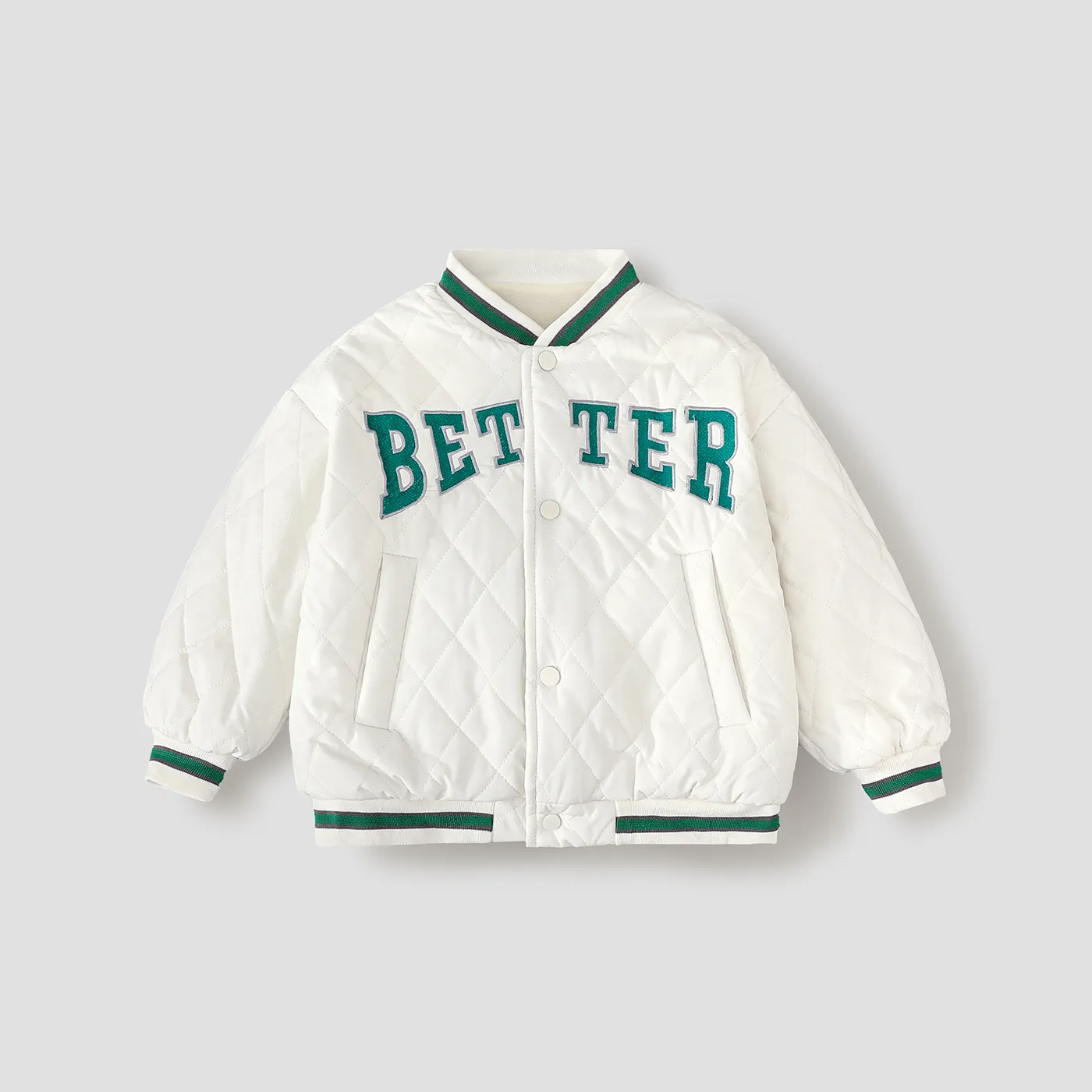 Kid Boy Sporty Letter Pattern Thick Cotton-Padded Jacket White big image 1