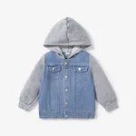 Toddler Boy Trendy Denim Splice Hooded Jacket Light Grey