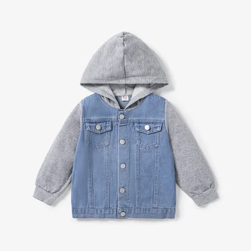 Toddler Boy Trendy Denim Splice Hooded Jacket
