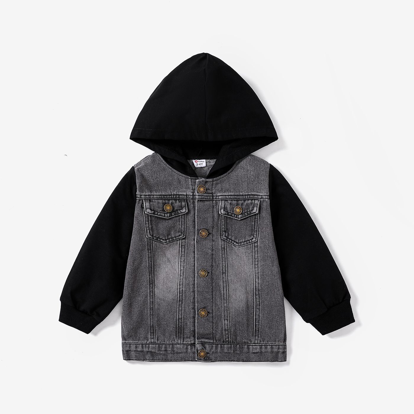 Toddler Boy Trendy Denim Splice Hooded Jacket