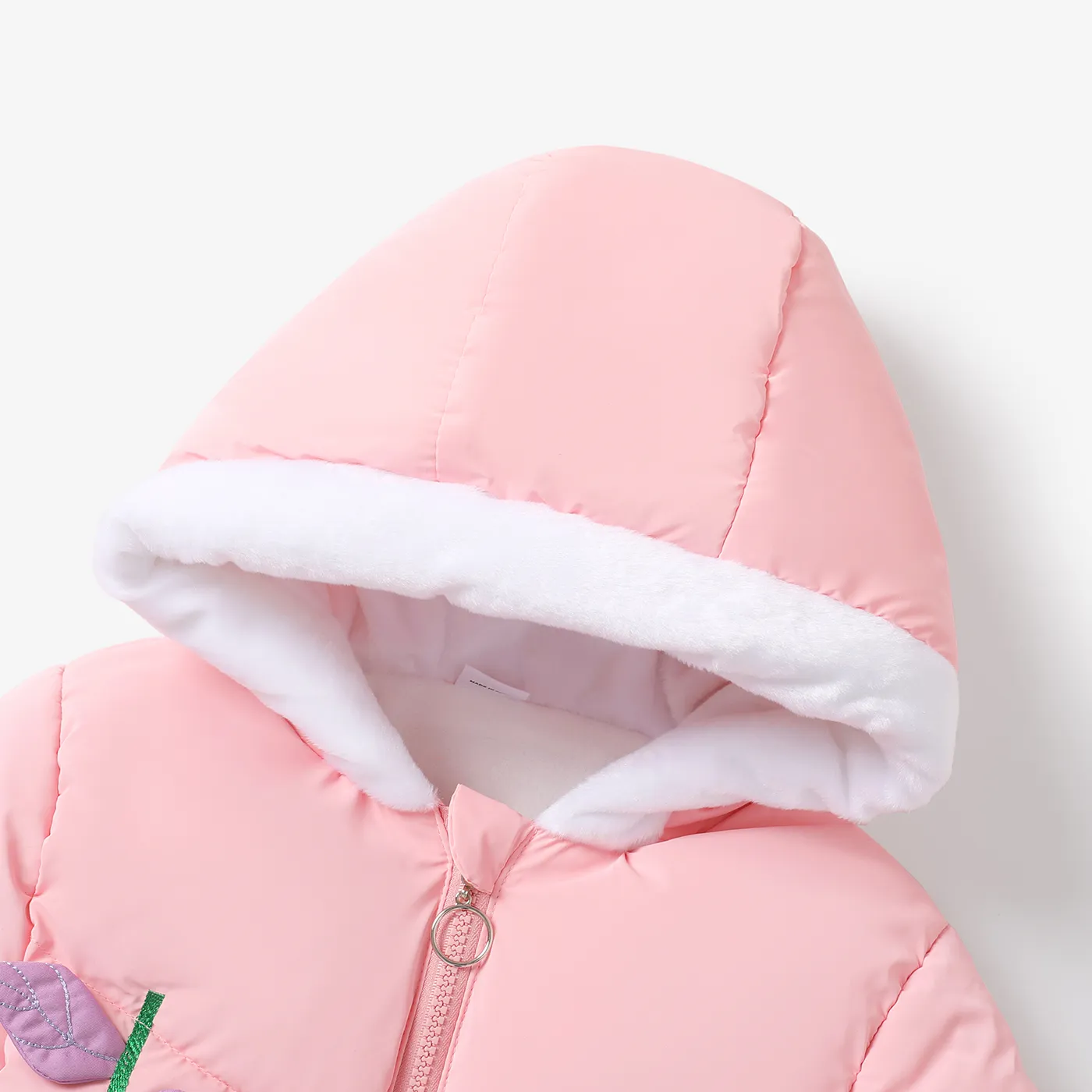 Toddler Girl Childlike Floral Honeybee 3D Fleece Lined Cotton-Padded Coat  image 3