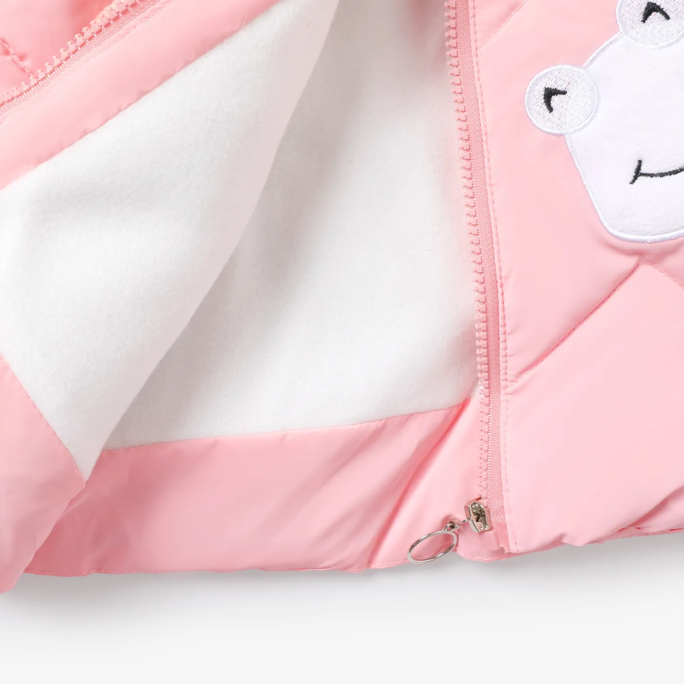 Toddler Girl Childlike Floral Honeybee 3D Fleece Lined Cotton-Padded Coat  image 6