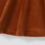 طفلة صغيرة الأزهار طباعة ورقة المخملية لصق فستان طويل الأكمام  image 5