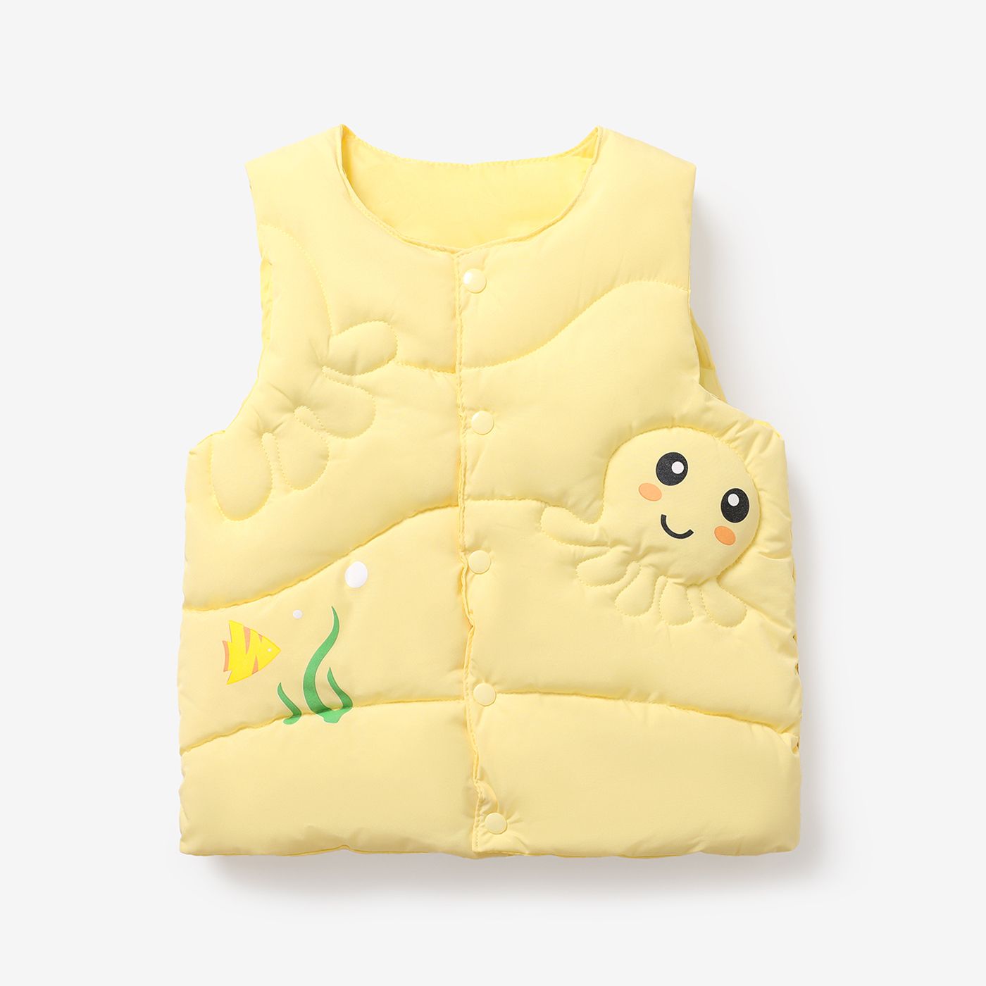 Toddler Boy/Girl Childlike Octopus Print Cotton-Padded Vest Coat