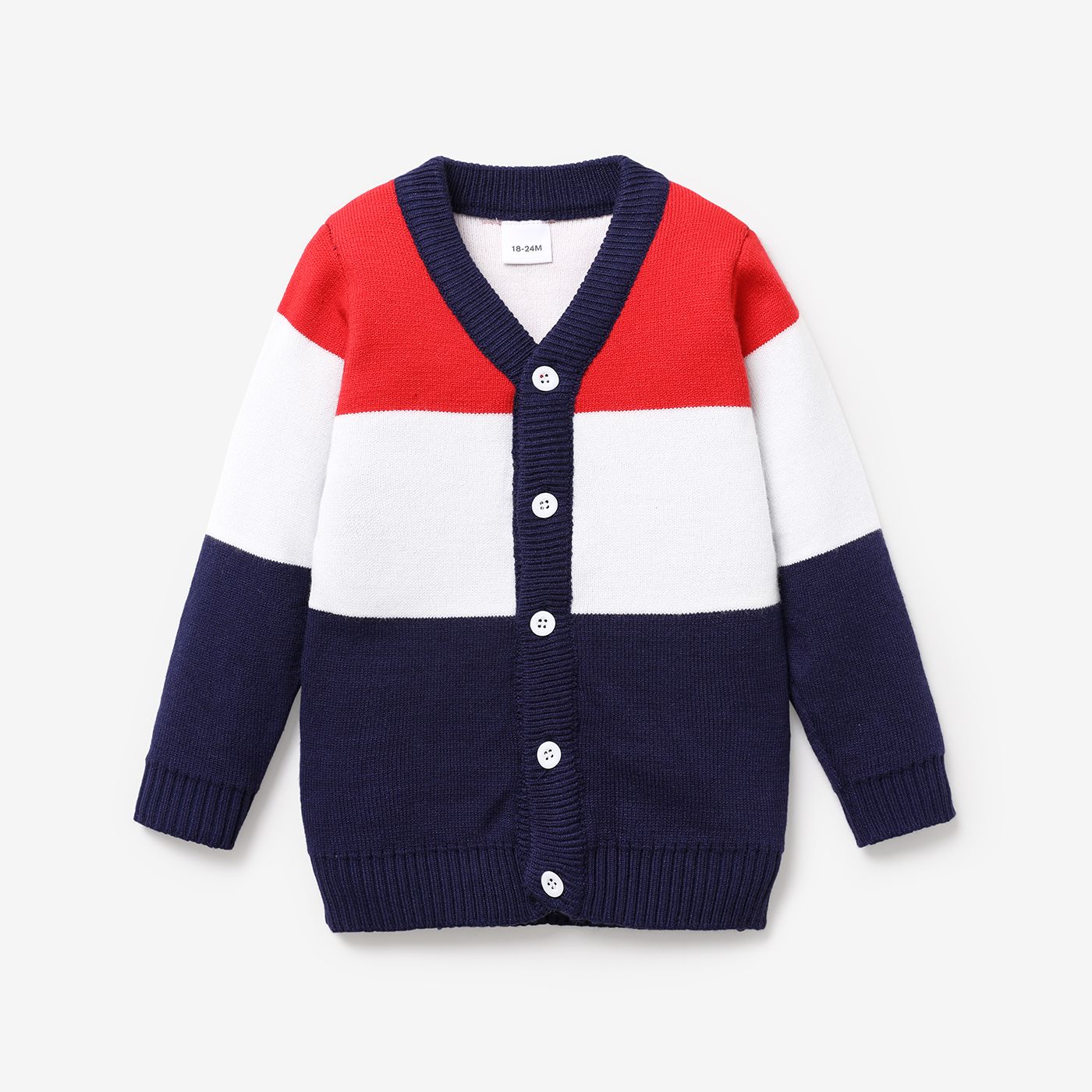 Toddler Boy Colorblock Button Design Sweater Cardigan