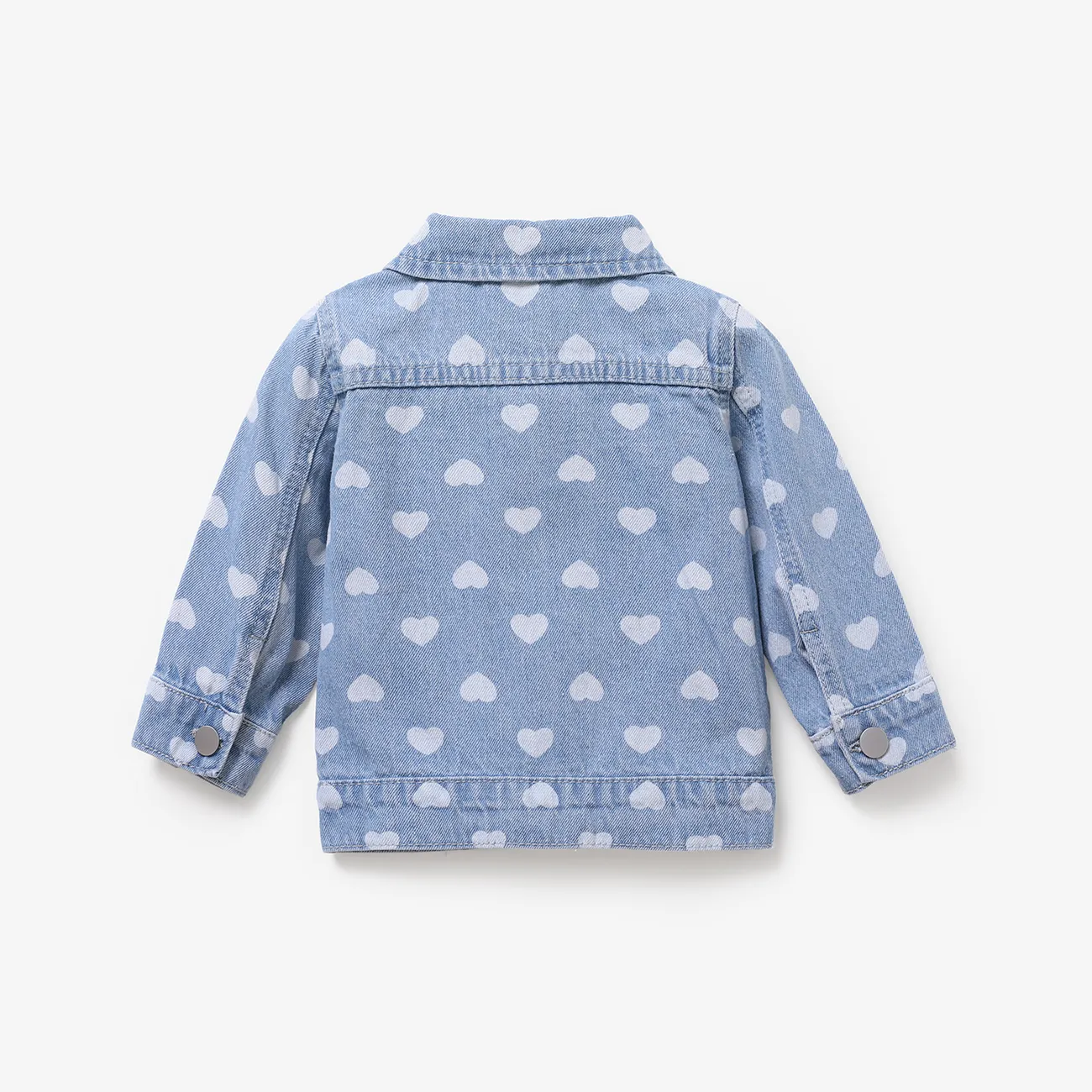  Baby Girl Sweet Heart-shaped Pattern Denim Jacket  Blue big image 1