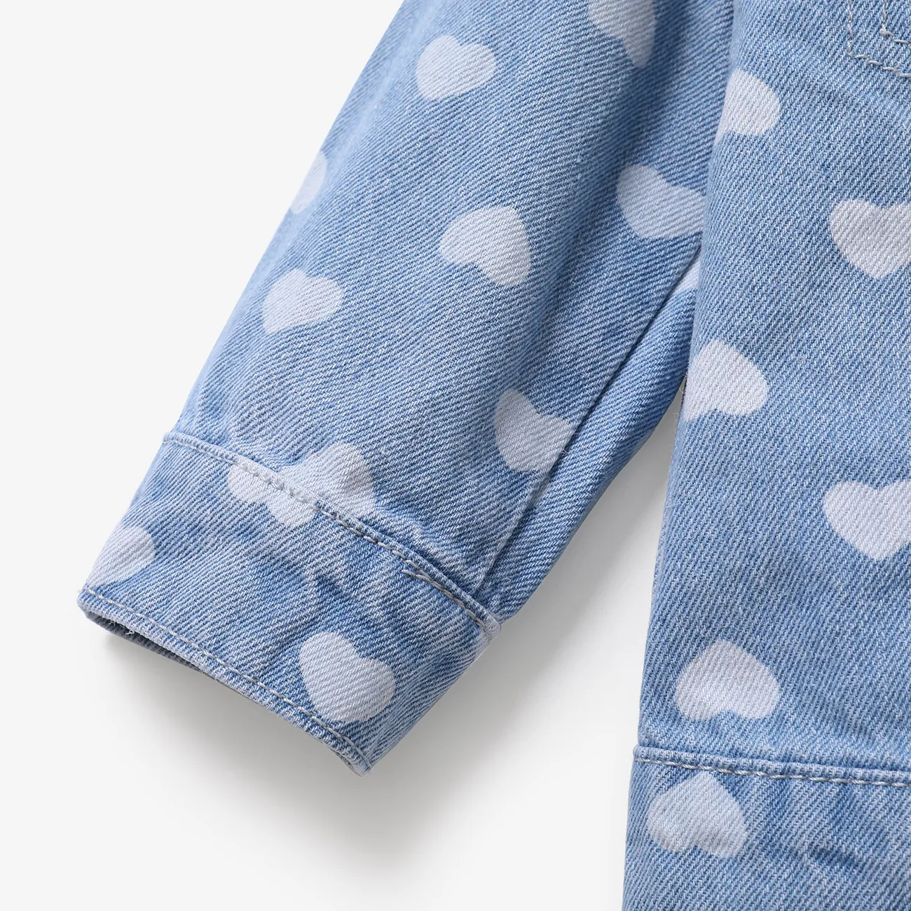  Baby Girl Sweet Heart-shaped Pattern Denim Jacket  Blue big image 1