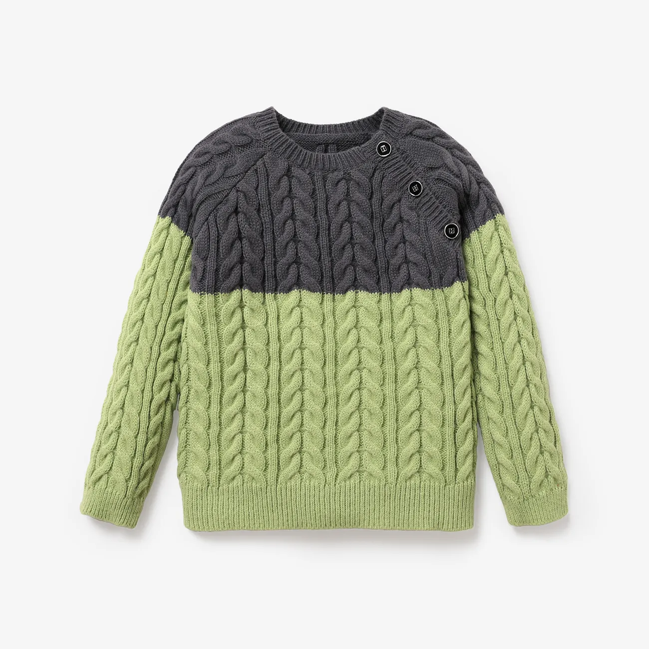 Kid Boy Trendy Colorblock Button Design Sweater  big image 1