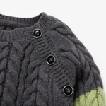 Kid Boy Trendy Colorblock Button Design Sweater  image 3