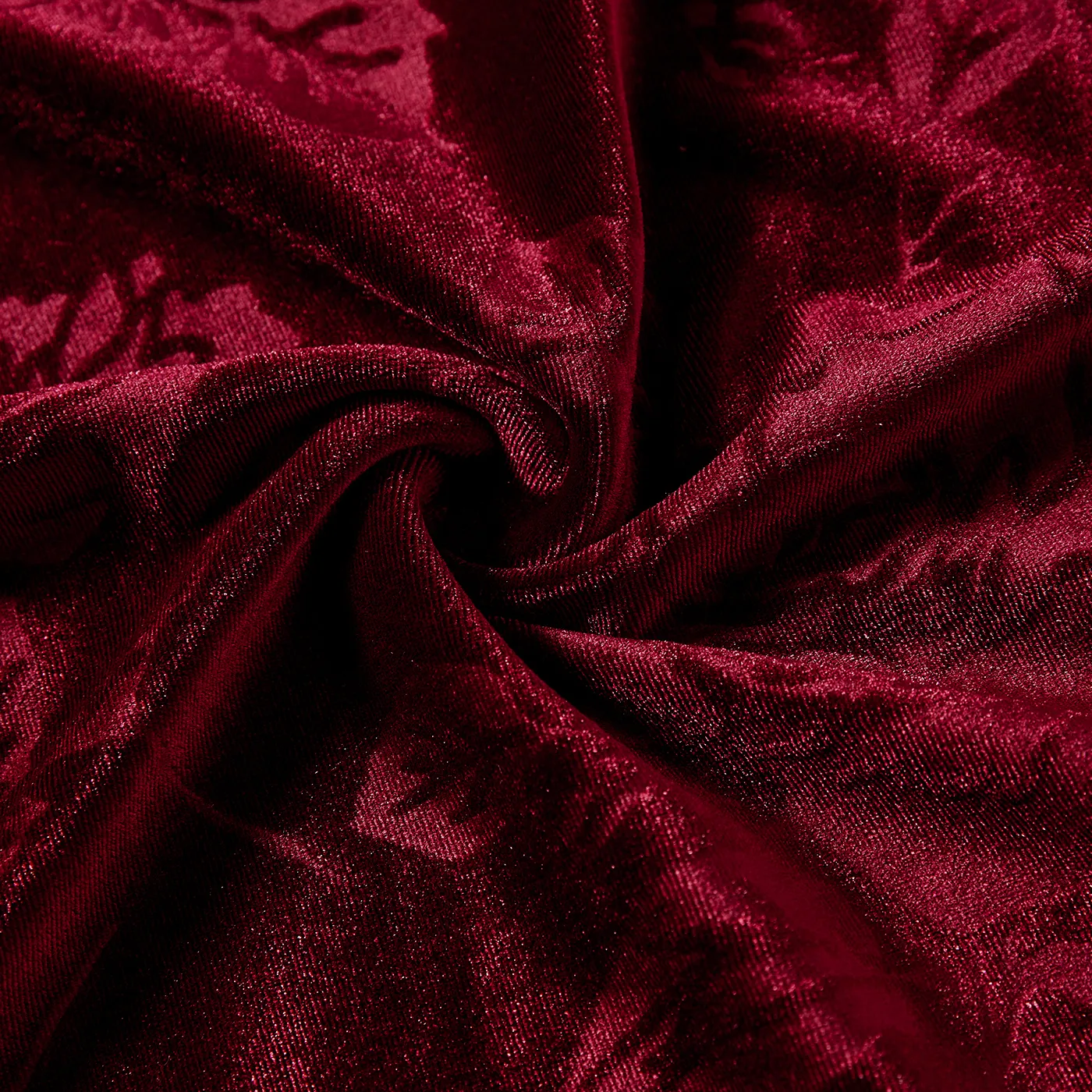 Family Matching Long-sleeve Color-block Stripe Tops and Flora Print Velvet Dresses Sets Burgundy image 6