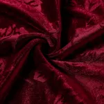 Family Matching Long-sleeve Color-block Stripe Tops and Flora Print Velvet Dresses Sets Burgundy image 6