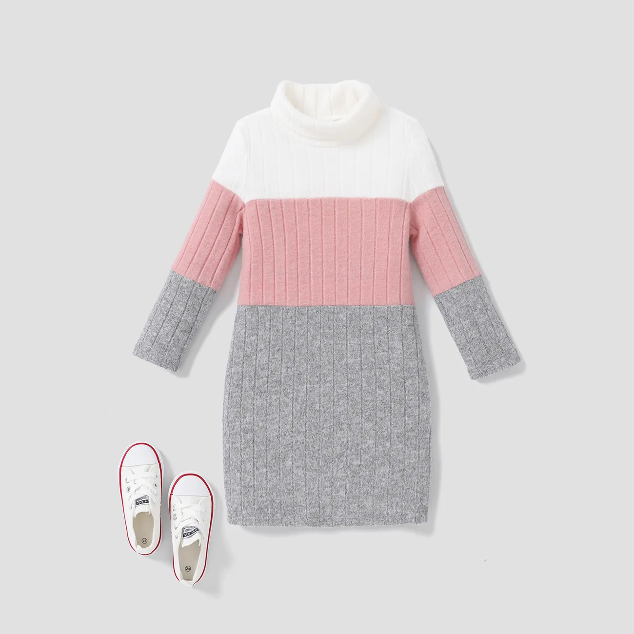 Toddler Girl Avant-garde  Fabric Stitching Dress Pink big image 1