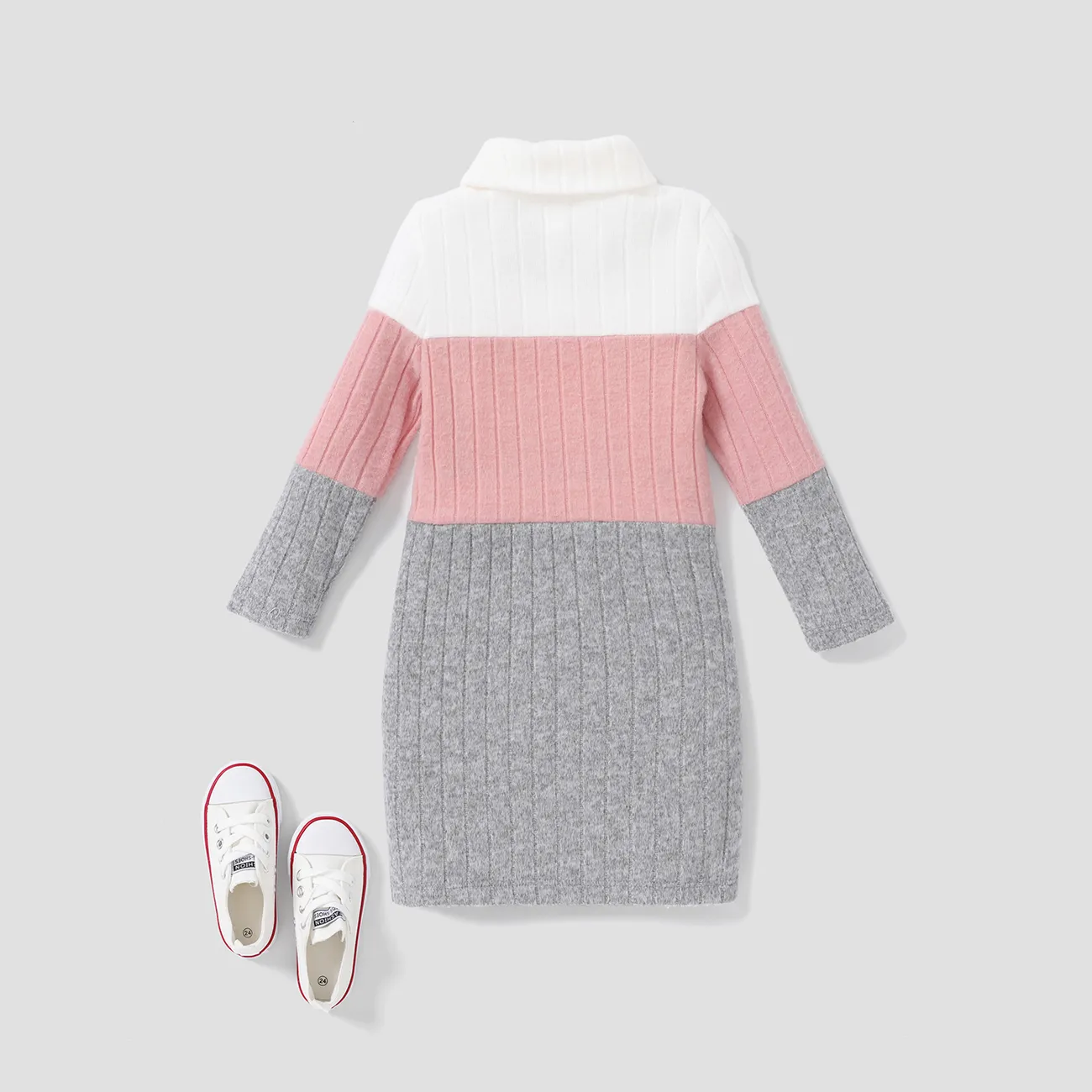 Toddler Girl Avant-garde  Fabric Stitching Dress Pink big image 1