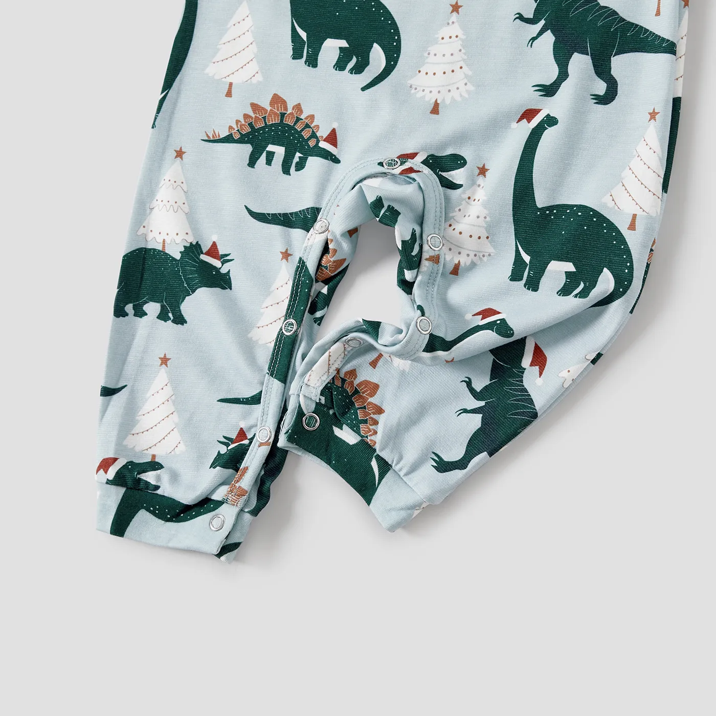 Christmas Family Matching Dinosaur Allover Print Long-sleeve Naia Pajamas Sets (Flame resistant) Green image 5