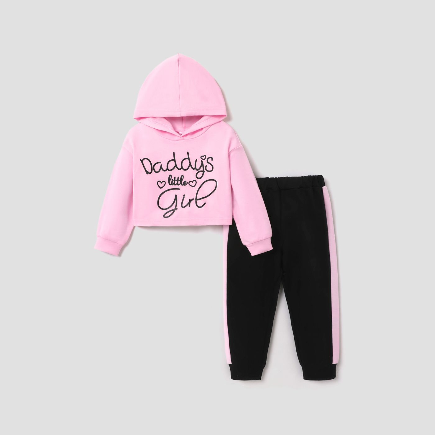 2-piece Toddler Girl Letter Print Hoodie And Colorblock Pants Set