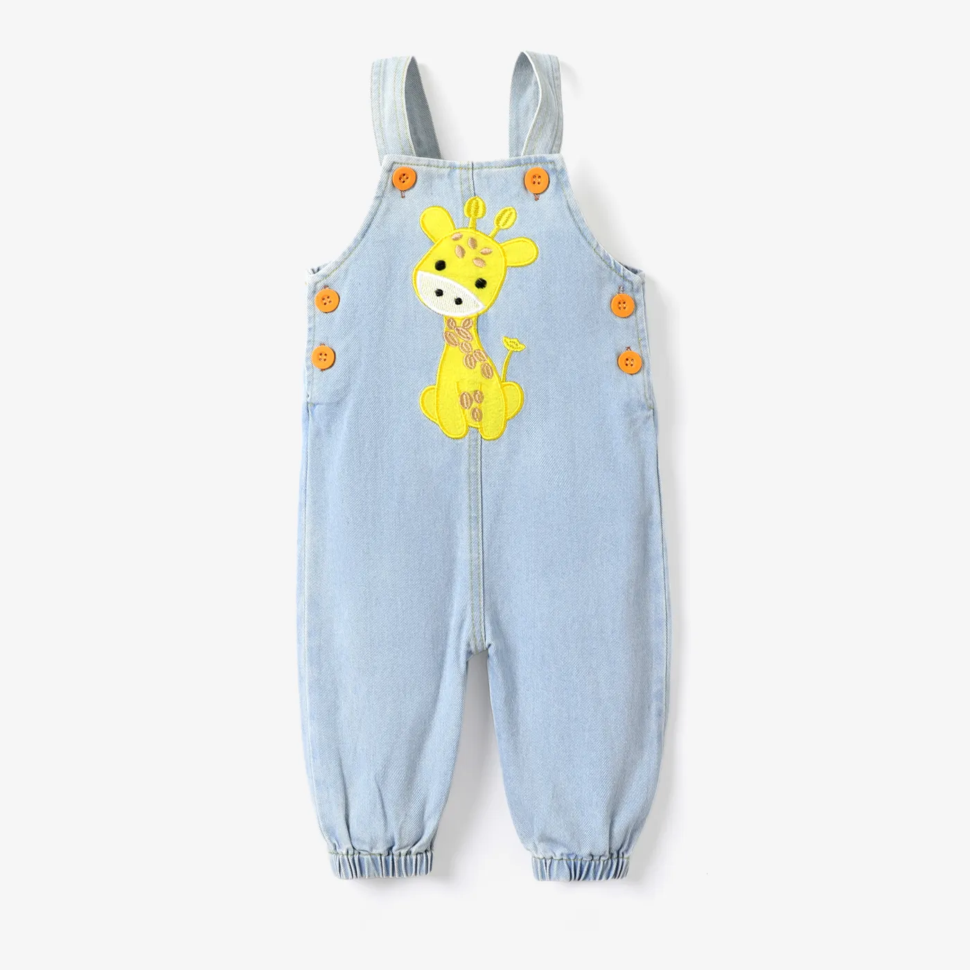 Baby Boy/Girl 95% Cotton Cartoon Giraffe Embroidered Denim Overalls