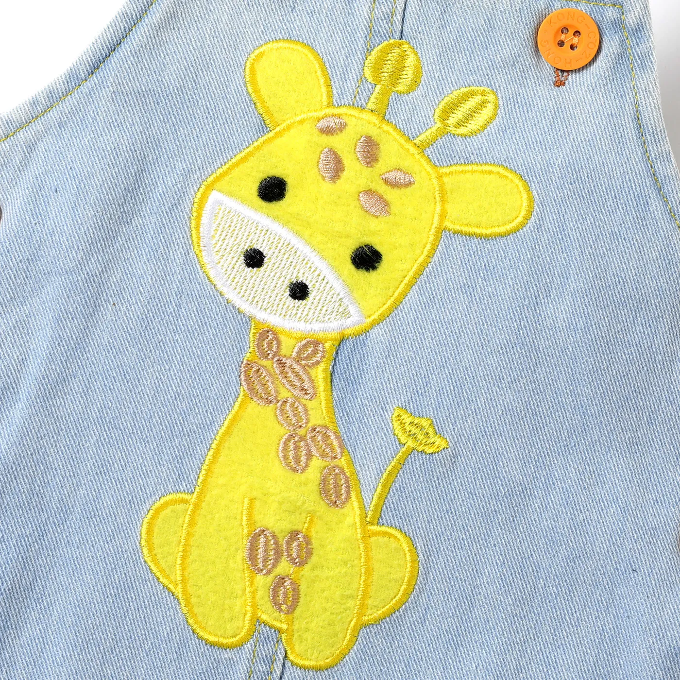 Baby Boy/Girl 95% Cotton Cartoon Giraffe Embroidered Denim Overalls  image 4