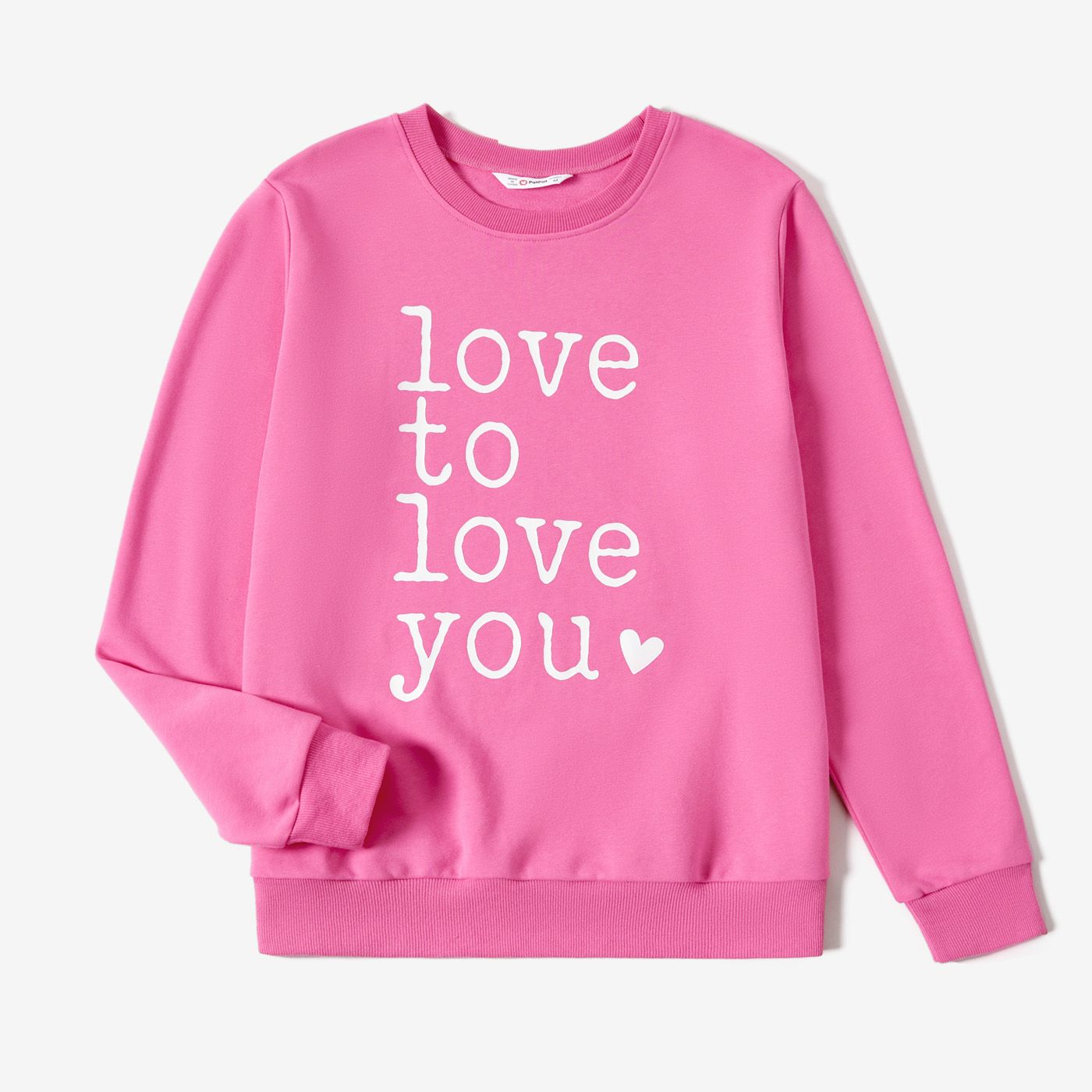 Valentine's Day Mommy And Me Pink Cotton Letters Print Long-sleeve Tops