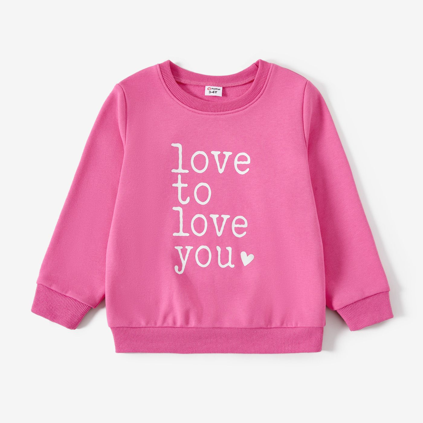 Valentine's Day Mommy And Me Pink Cotton Letters Print Long-sleeve Tops
