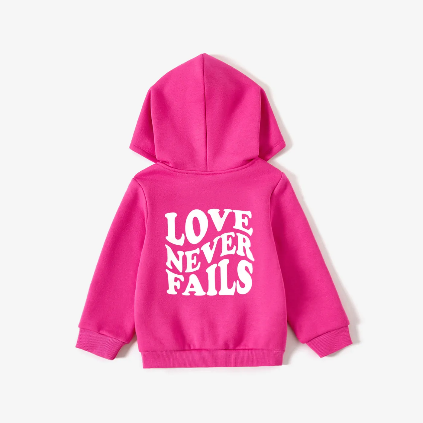Mommy and Me Sweet Pink Letters Print Large Pocket Design Long Sleeve Hooded Tops Roseo image 6
