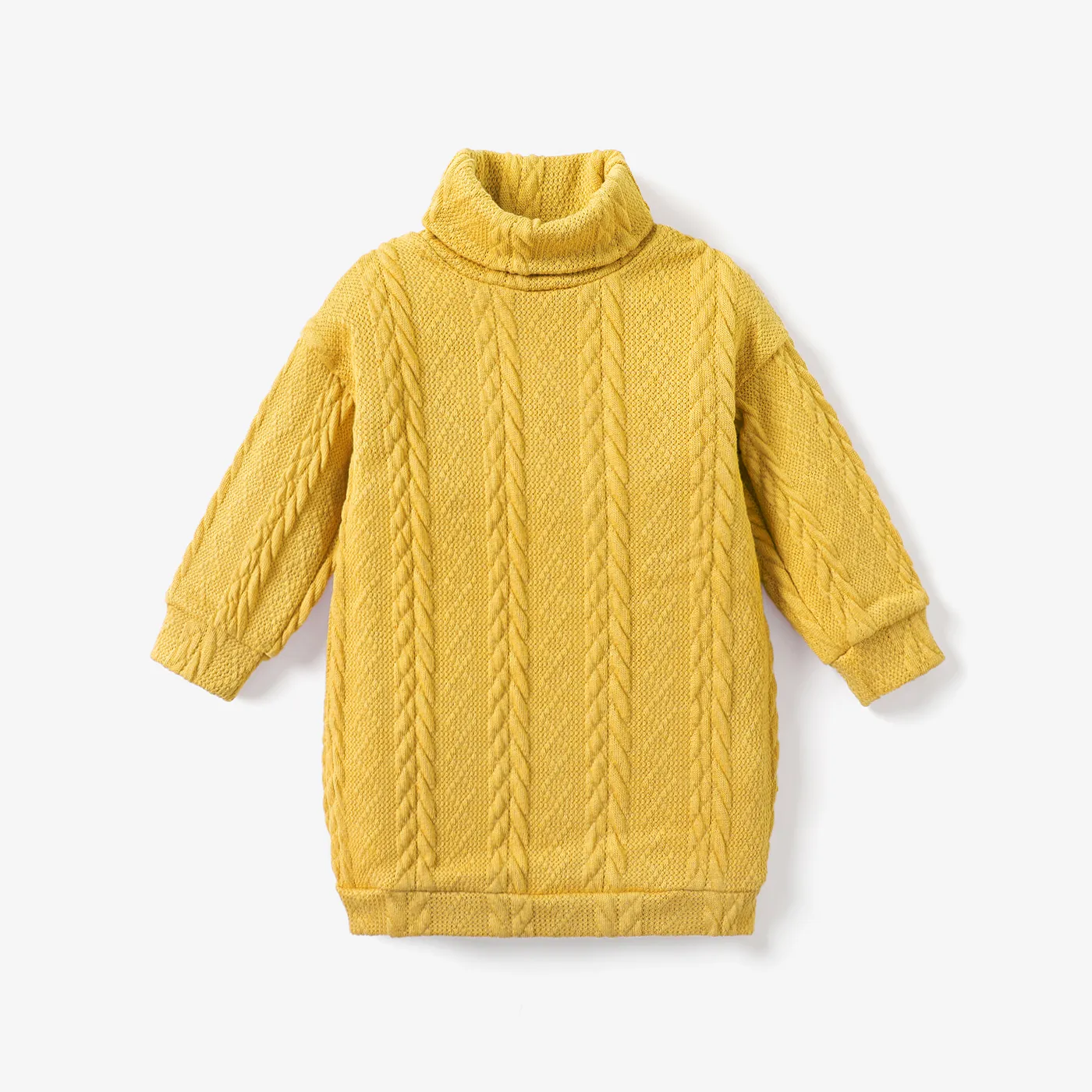 Toddler Girl Turtleneck Cable Knit Long-sleeve Sweater Dress Ginger