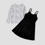 Mommy and Me 2pcs Heart-shaped Tops and Velvet Dresses Sets  image 3