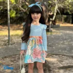 Disney Princess Toddler Girl Floral Waist Webbing Dress Blue