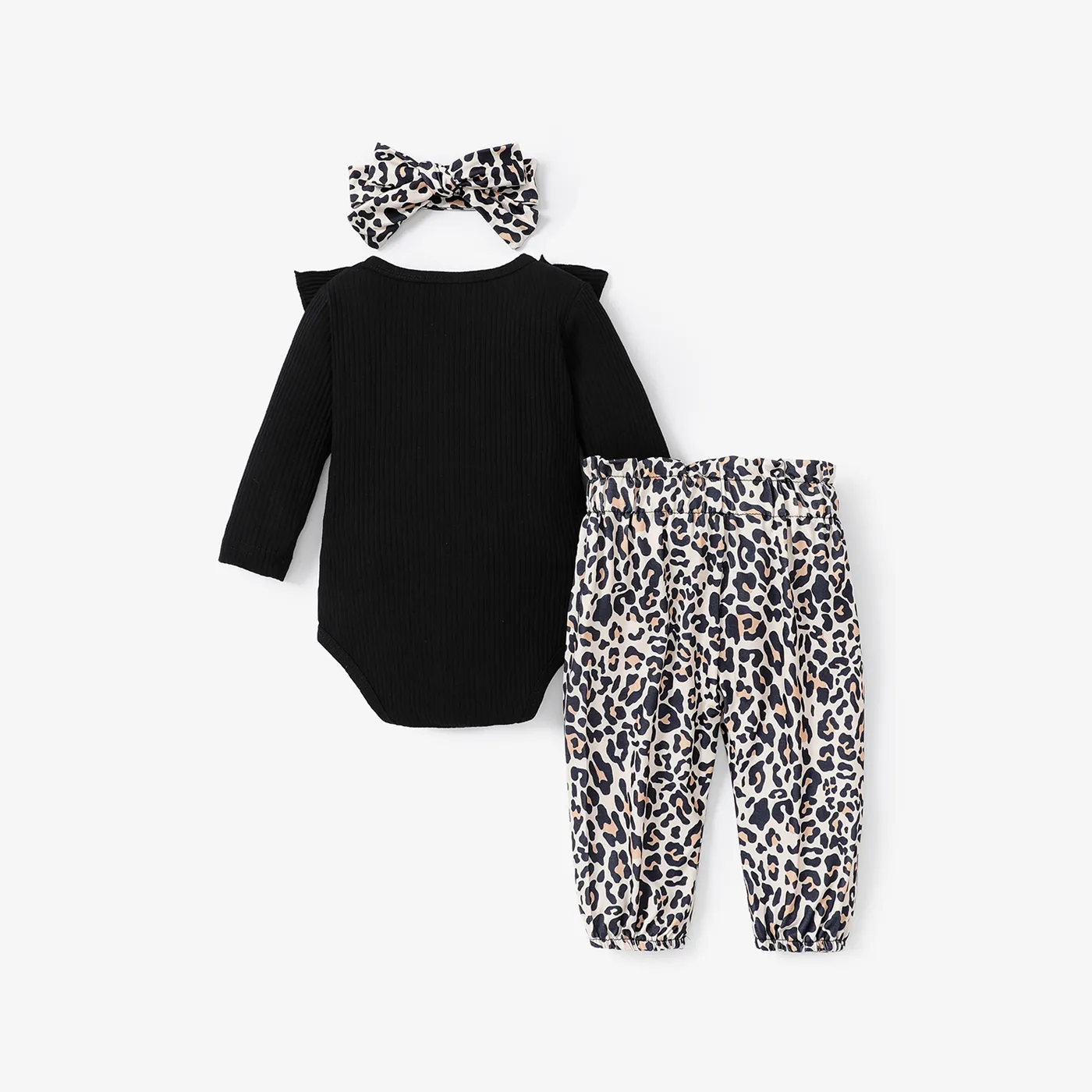 3 unidades Bebé Menina Casual Manga comprida Conjunto para bebé Preto image 2
