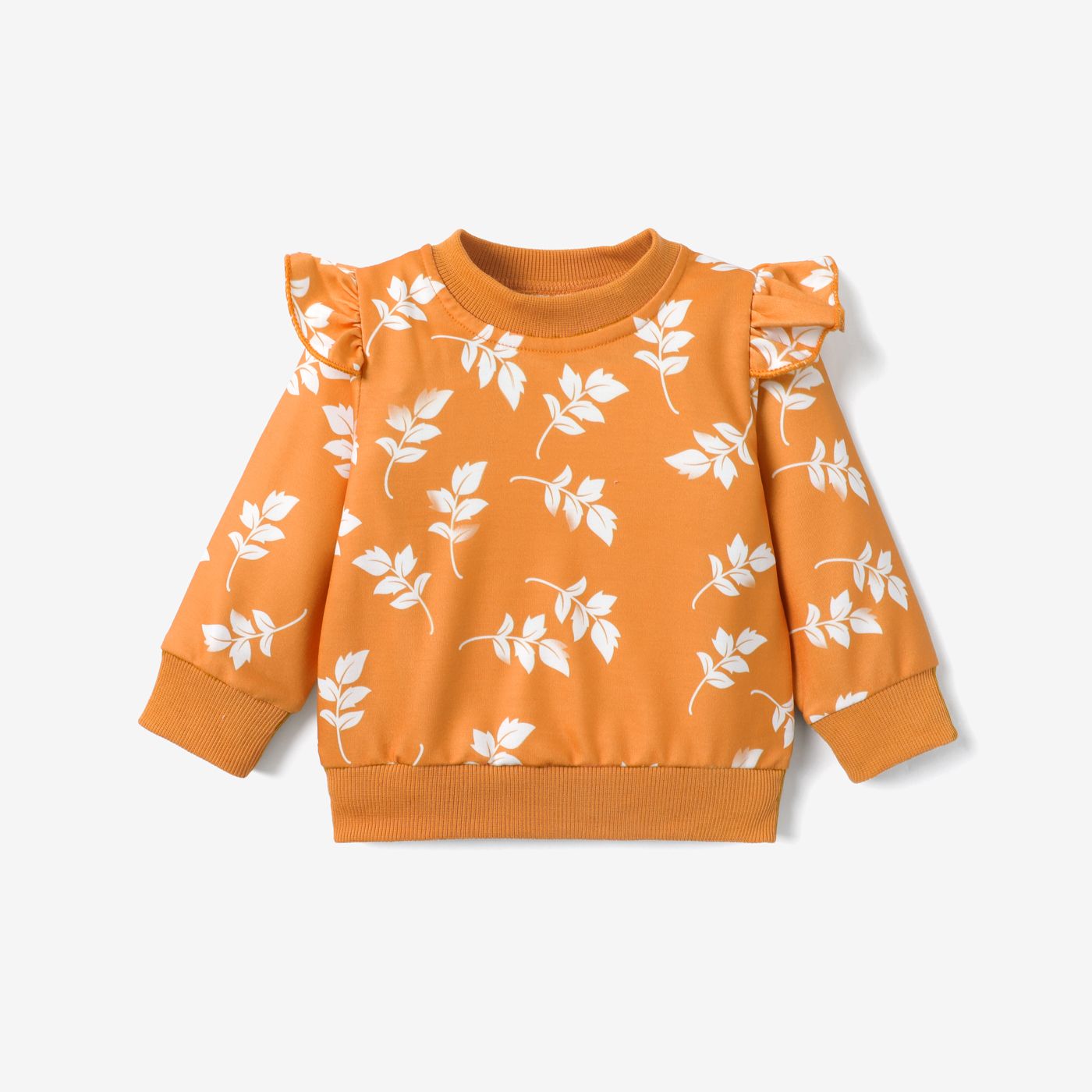Baby Girl Allover Floral Print Ruffle Long-sleeve Sweatshirt