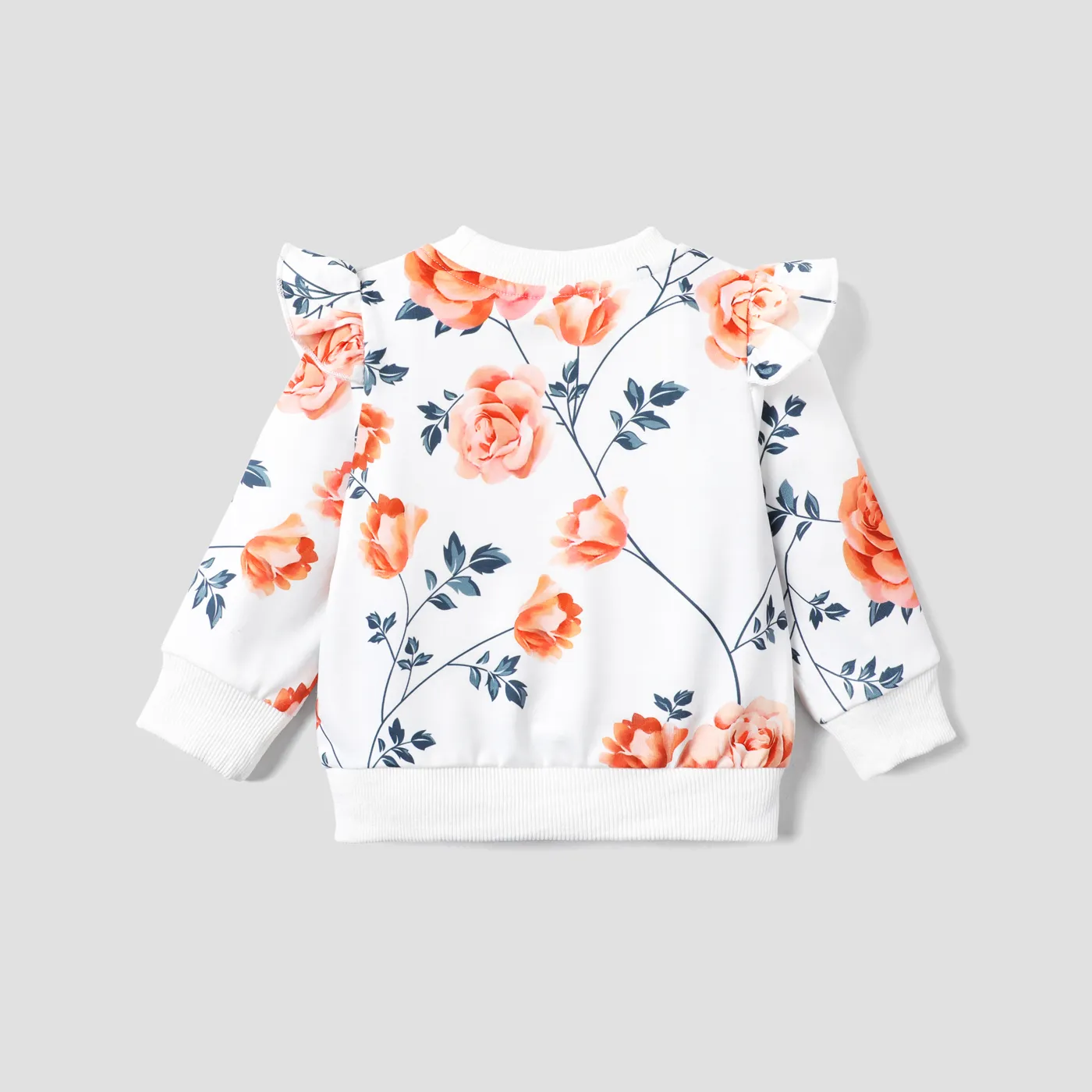Bebé Menina Extremidades franzidas Casual Manga comprida Sweatshirt Branco image 2