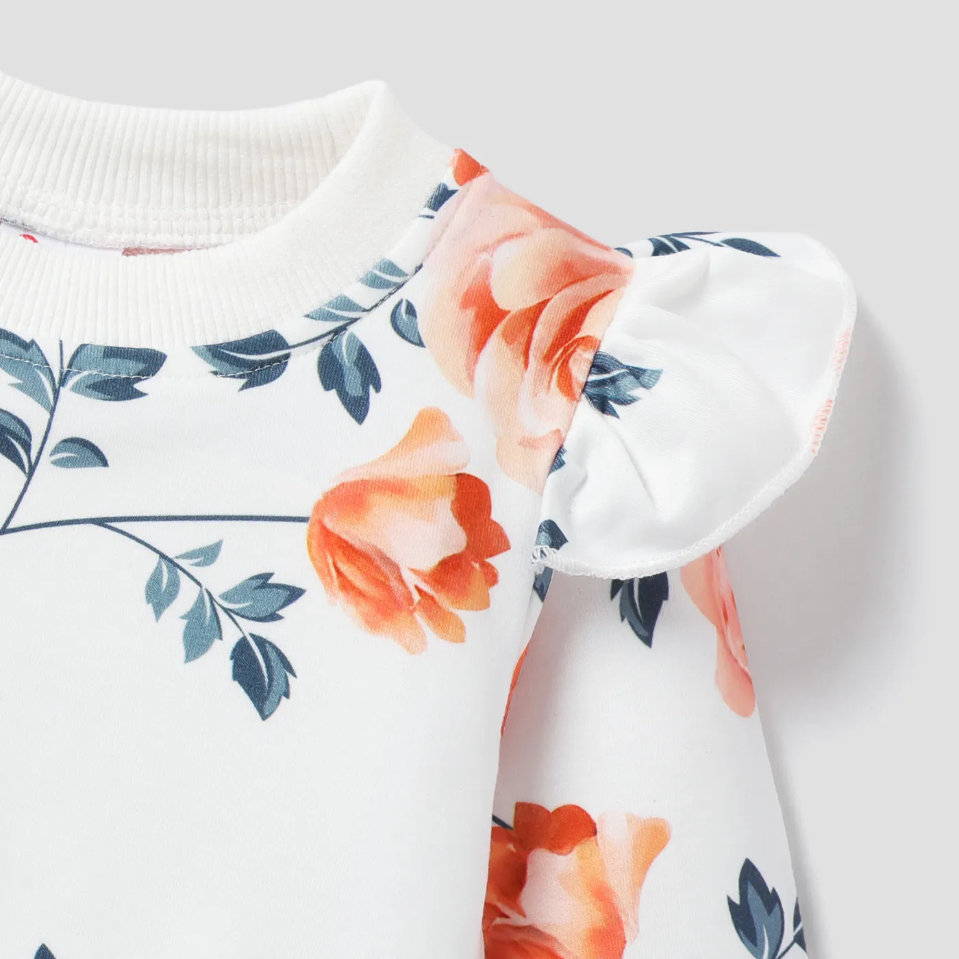 Bebé Menina Extremidades franzidas Casual Manga comprida Sweatshirt Branco image 4