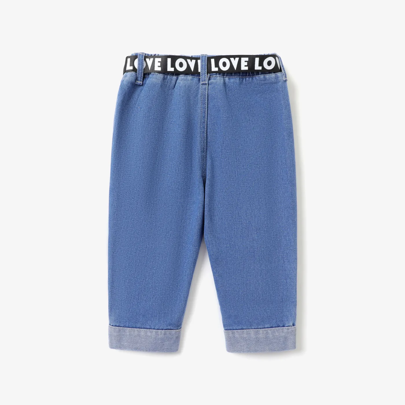 Baby Boy/Girl Belted Roll Up Hem Ripped Denim Jeans Blue image 2