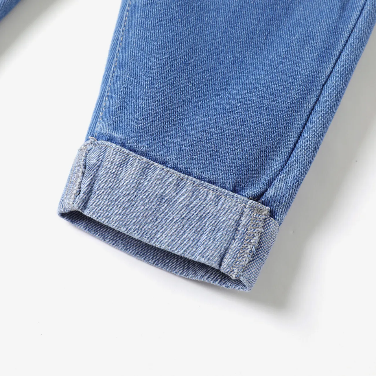 Baby Boy/Girl Belted Roll Up Hem Ripped Denim Jeans Blue big image 1