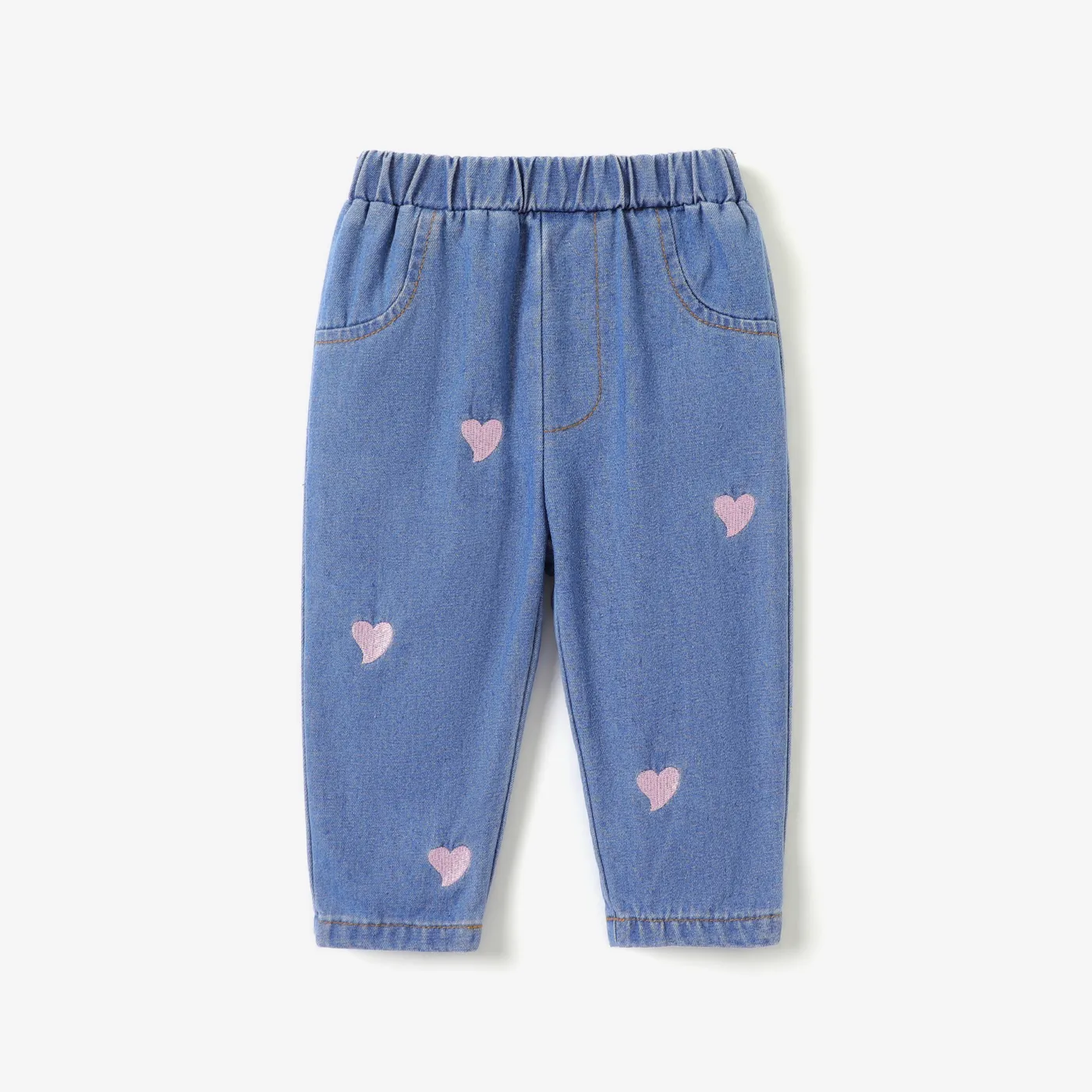 Pantalon Denim Bébé Fille 100% Coton Brodé Coeur Jeans