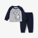2pcs Baby/Toddler Boy Basic Koala Pattern Pajama Set Baby Deep Blue