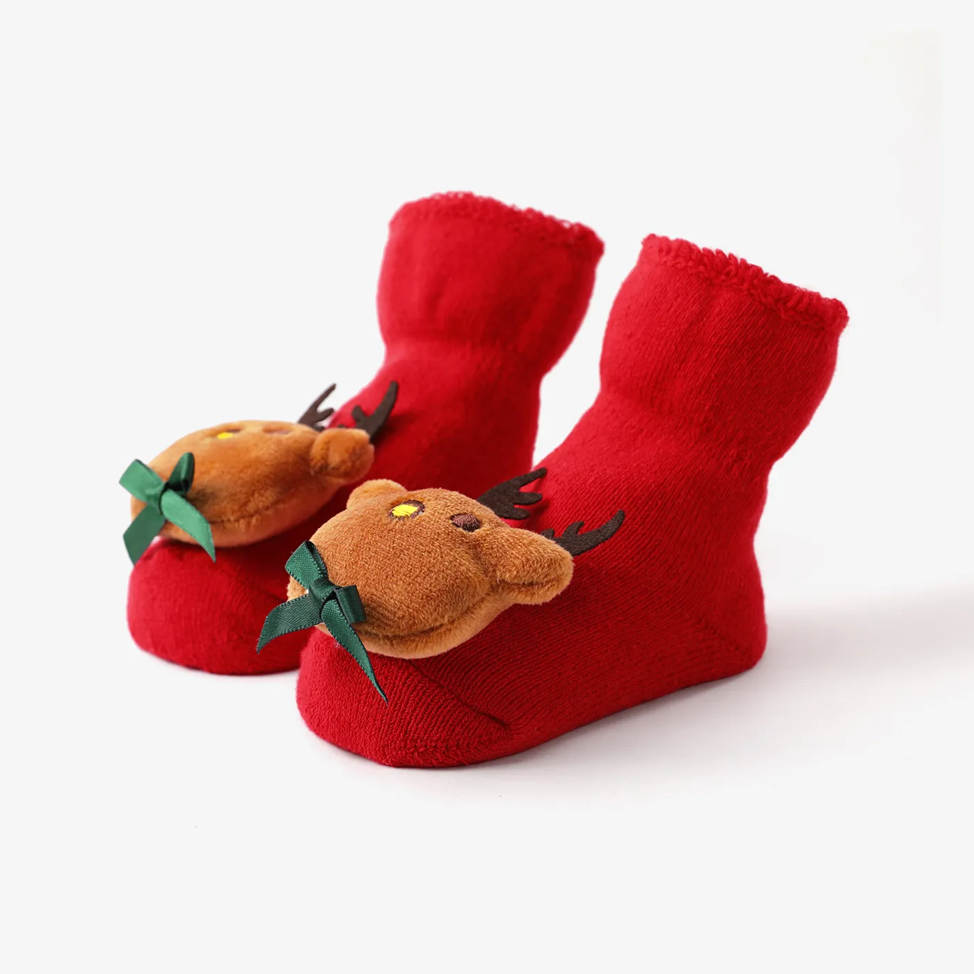 Christmas thickened terry newborn doll socks, indoor non-slip floor socks Red