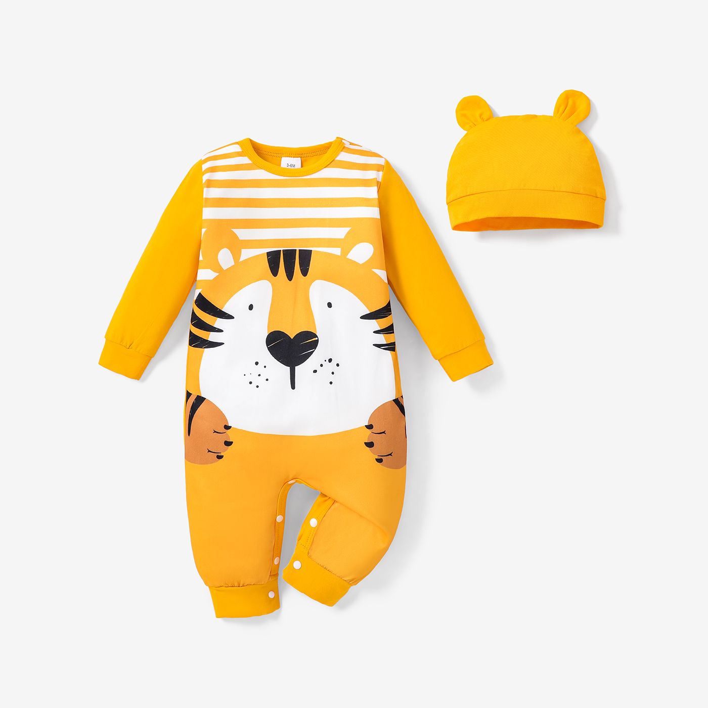 

2pcs Baby Boy Childlike Tiger Pattern Long Sleeve Jumpsuit Set