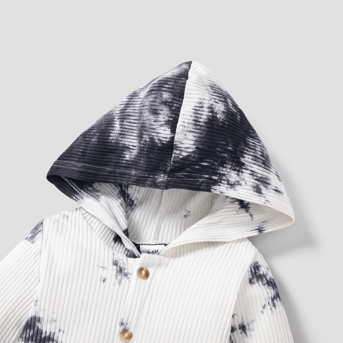 Ribbed Tie Dyed Hooded Long-sleeve Baby Jumpsuit  image 3