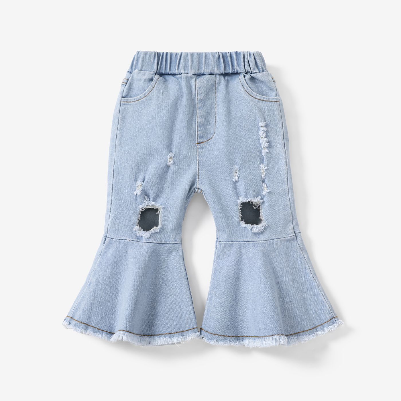 Baby Girl Denim Ripped Flared Jeans Only 12.99 PatPat US