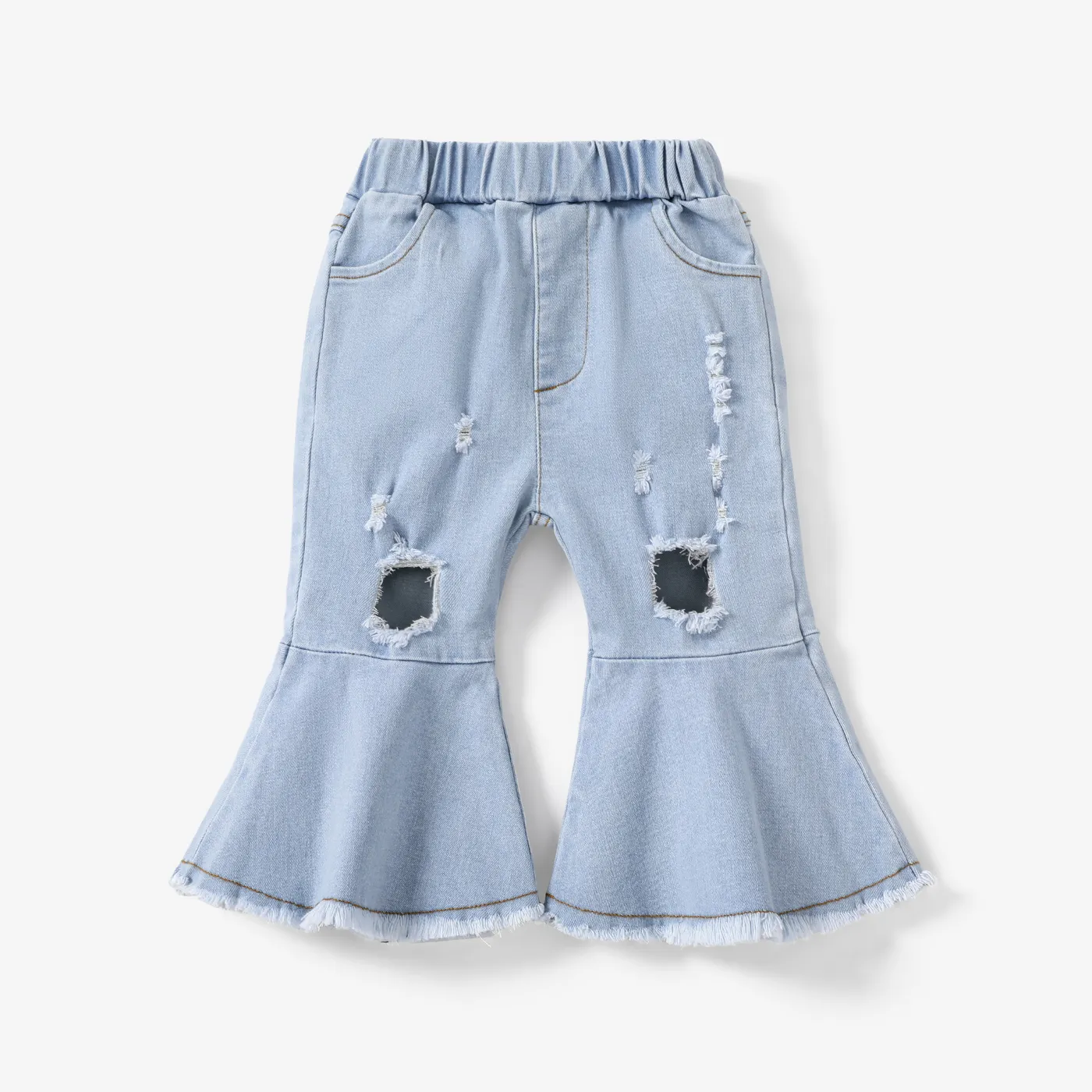 Baby Girl Denim Ripped Flared Jeans  DENIMBLUE big image 1