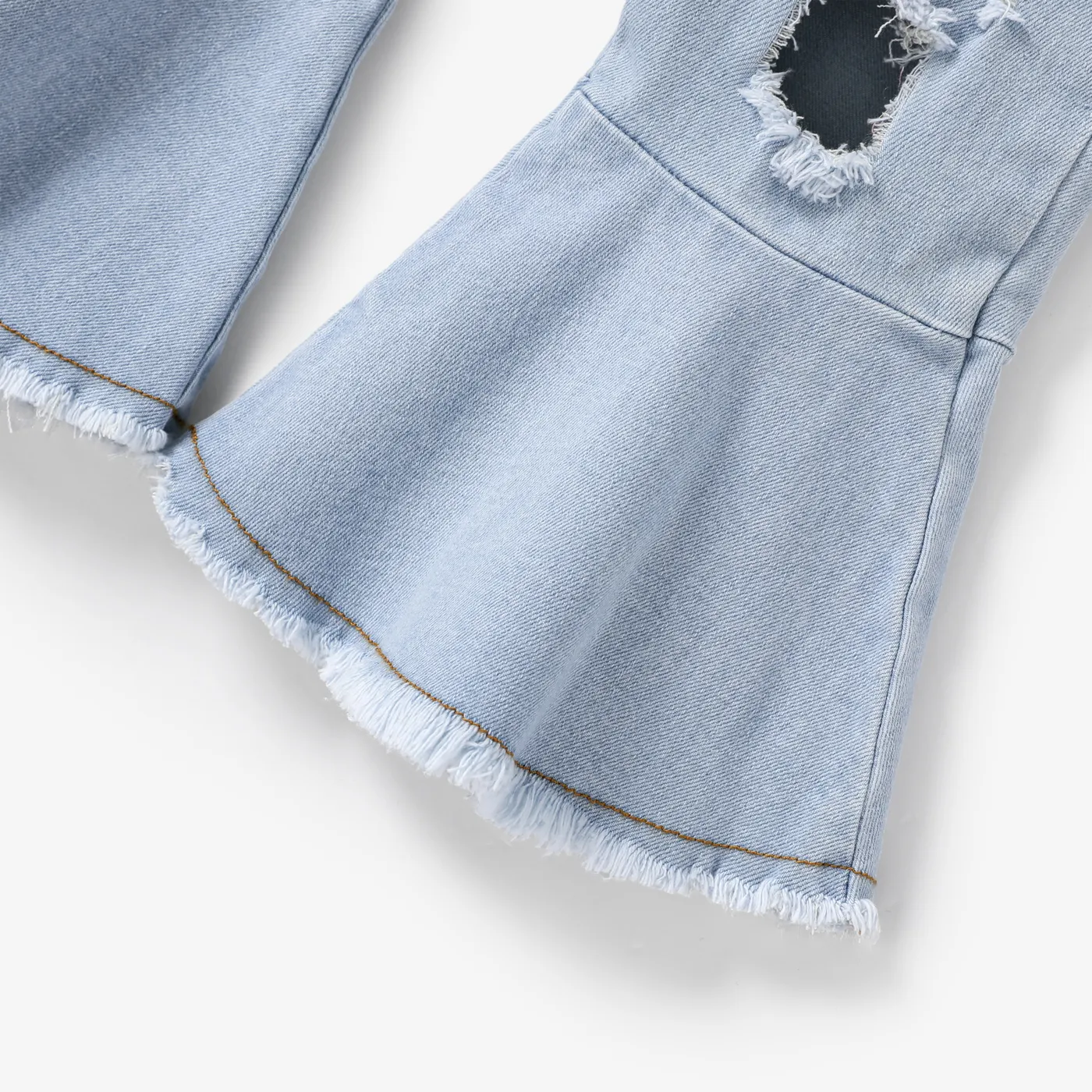 Baby Girl Denim Ripped Flared Jeans  DENIMBLUE image 5