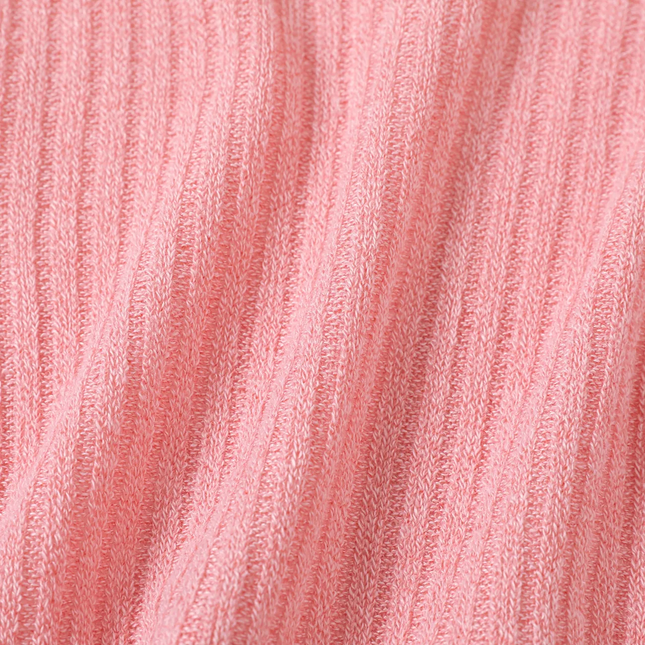 Baby Girl Solid Rib Knit Ruffle Trim Long-sleeve Cardigan Mauve Pink big image 1