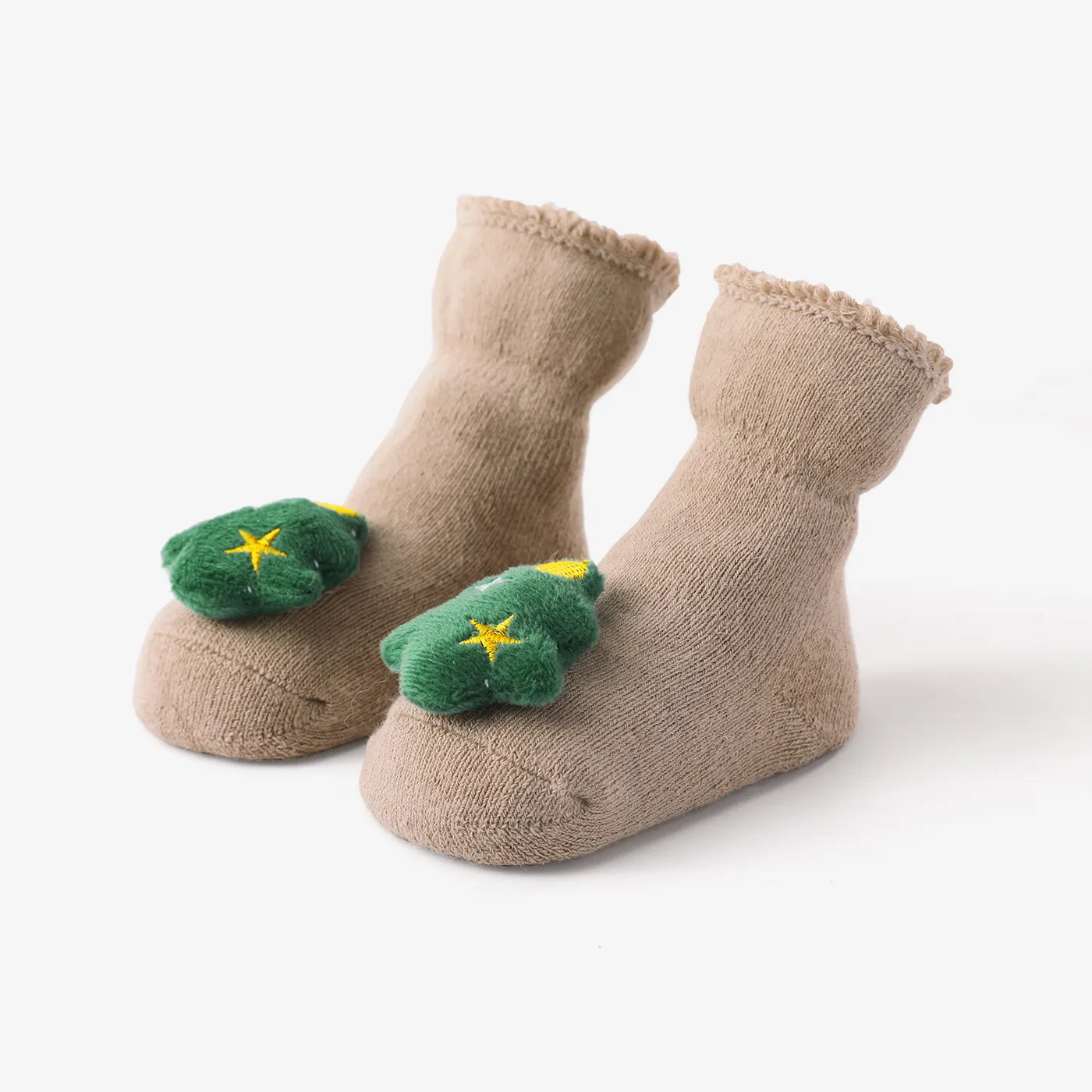 Christmas thickened terry newborn doll socks, indoor non-slip floor socks Khaki