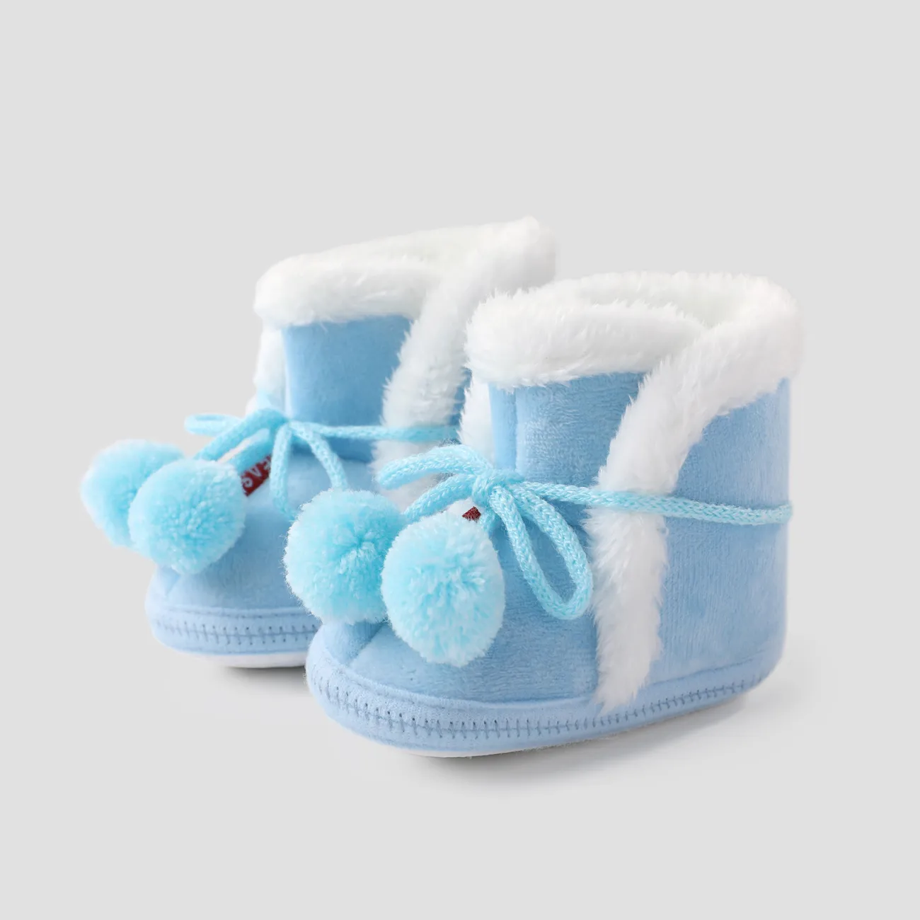 Christmas Baby & Toddler Pompom Decor Furry Prewalker Shoes Light Blue big image 1
