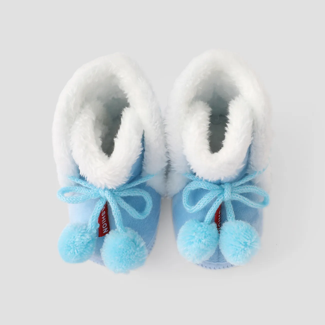 Christmas Baby & Toddler Pompom Decor Furry Prewalker Shoes Light Blue big image 1